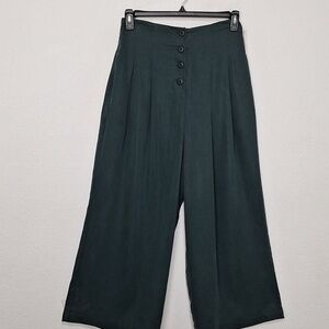 VETTA NEW Classic Emerald Green 100% Tencel Wide Leg Culottes Pants Size 8